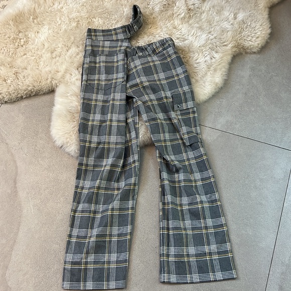 ELLEME Gray Cut Out Baggy Checked Pants - Picture 8 of 9
